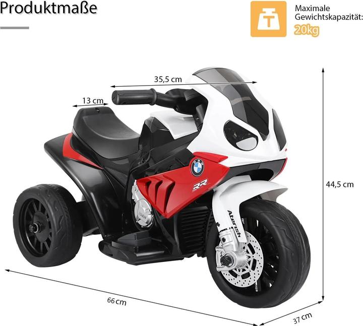 Produktbild Homcom Kinder Elektro Motorrad mit Licht- und Soundeffekte BMW S1000 RR Rot (6 V)
