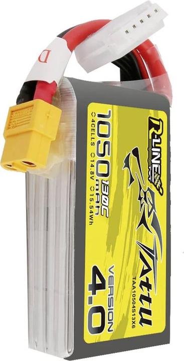 Produktbild Tattu R-Line 4.0 1050mAh 14,8V 130C 4S1P XT60 Battery (14.80 V, 1050 mAh)