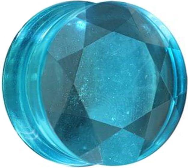 Actual product image Star Piercing Flared Plug faceted aqua made of glass (without brass, Glass)