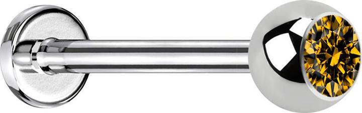 Immagine prodotto Star Piercing Micro Labret in argento con sfera e cristallo di topazio (Acciaio chirurgico 316L, senza ottone)