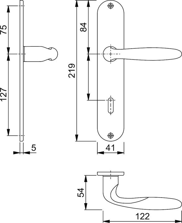 Actual product image Hoppe Drückergarnitur F71 OB 72 mm (Door handle)
