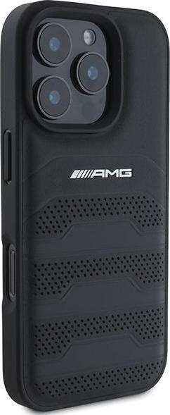Image du produit Mercedes AMG AMHCP16LGSEBK iPhone 16 Pro 6.3" czarny/black hardcase cuir Debossed Lines Black Logo (Apple iPhone 16 Pro)