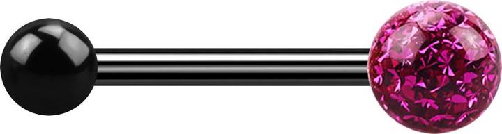 Produktbild Star Piercing Barbell schwarz mit Kugel und Kristallkugel fuchsia Epoxy Schutzschicht (Titan G23, ohne Messing)