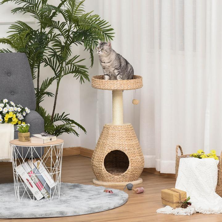 Actual product image PawHut Cat tree with cave (82.50 cm, Yellow)