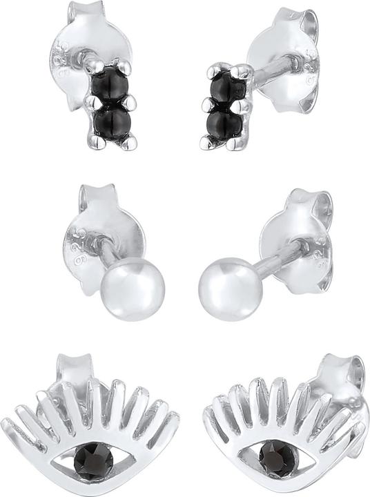Produktbild Elli Evil Eye, Kristall Ohrstecker, Kugel (Synthetische Perle, Glaskristall, 925 Sterling Silber)