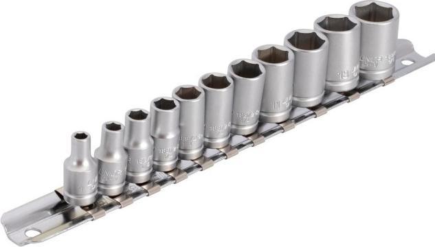 Immagine prodotto Unior 188H6P11 Steckschüsselsatz auf Steckleiste, 1/4", 11-tlg.