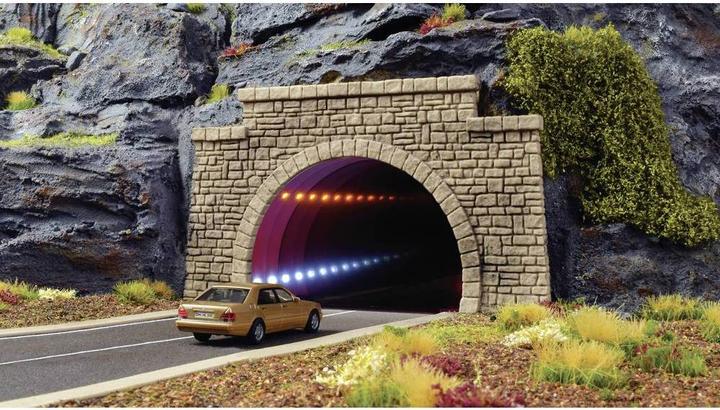 Immagine prodotto Viessmann Strassen Portal H0 Tunnel stradale classico, con effetto di profondità a specchio LED