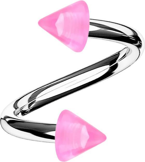 Produktbild Star Piercing Micro Spirale silber mit zwei Cones pink transparent (Acryl, ohne Messing, Chirurgenstahl 316L)