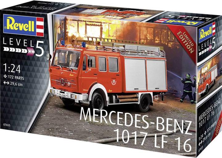 Actual product image Revell 07655 Mercedes-Benz 1017 LF 16 Ltd.Edi fire truck kit 1:24