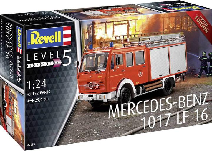 Actual product image Revell 07655 Mercedes-Benz 1017 LF 16 Ltd.Edi fire truck kit 1:24