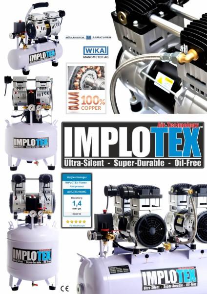 Produktbild Implotex - Flüsterkompressor Leisekompressor 65dB, 3000W, 4PS Silent, 560L/min, ölfrei,Kompressor (8 Bar, 65 l)