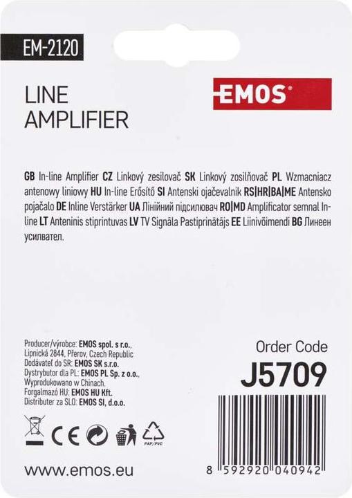 Immagine prodotto Emos Amplificatore di segnale DVB-T/T2 20dB (Amplificatore)