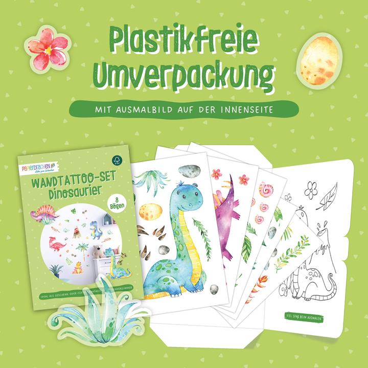 Actual product image Papierdrachen Wall tattoos - dinosaurs - set 5 (2 x 22 x 32 cm)