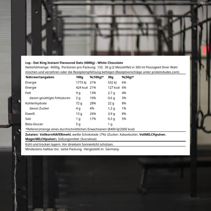 Produktbild Oat King 100% Vollkorn-Hafer Pulver mit Aroma (4000g Dose) (Weisse Schokolade, 1 Stk., 4000 g)
