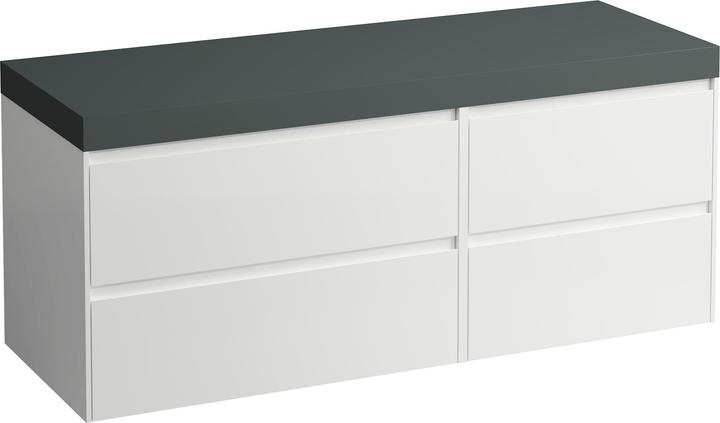 Actual product image Laufen Lani vanity top traffic gray incl. vanity unit, without cutout, large drawer left, 1370x495x5