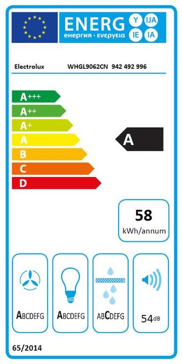 Label énergétique Electrolux Whgl9062cn (Hotte murale)