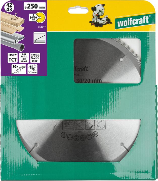 Immagine prodotto wolfcraft Lama per tagli trasversali e troncature HM, serie viola 254mm