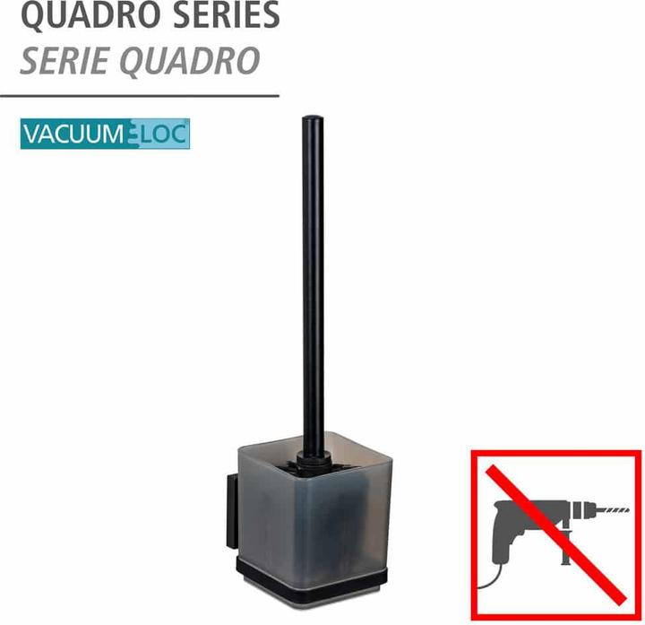 Image du produit Wenko Vacuum-Loc® WC-Garnitur Mod. Quadro Schwarz Befestigen ohne Bohren