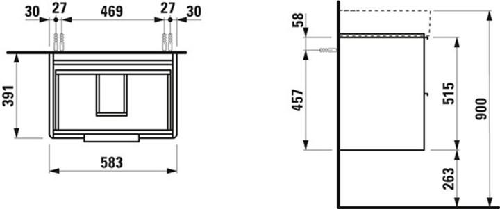 Produktbild Laufen Base für Val Waschtischunterschrank, 2 Schubladen, zu WT H810283, 585x390mm, H402252110 (58.5 x 63.5 x 57 cm)
