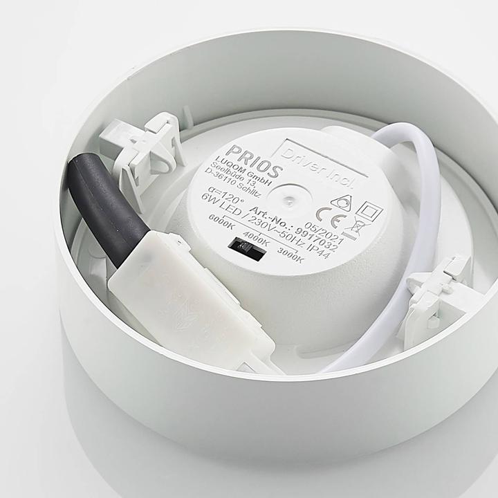 Produktbild Prios Edwina LED-Deckenleuchte, weiss, 12,2 cm (360 lm)