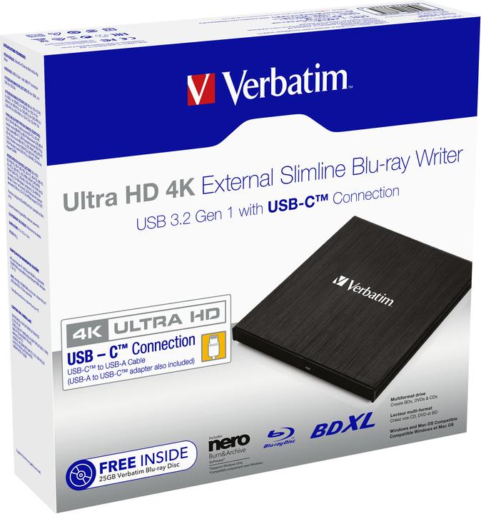 Actual product image Verbatim Slimline (DVD drive, CD burner, CD drive, DVD writer, Blu-ray burner, Blu-ray drive)