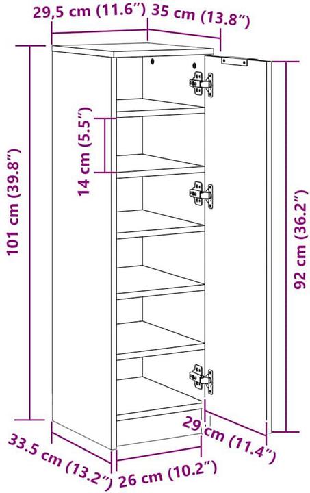 Produktbild VidaXL Briggs (30 x 35 x 100 cm)