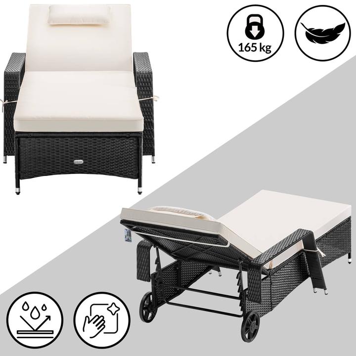 Produktbild Casaria Polyrattan Gartenliege (193 cm)