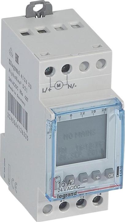 Actual product image Legrand LEG 412633 AlphaRex D21 24V AC Weekly time switch, 1K