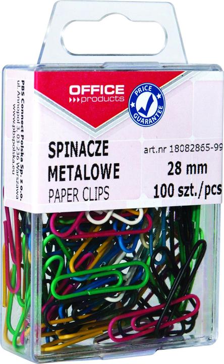 Image du produit Office Products Trombones de couleur, revêtus, 28 mm, en carton, 100 pièces, couleurs assorties (100 x)