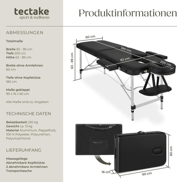 Produktbild tectake 2 Zonen Massageliege