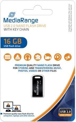 Produktbild MediaRange USB Nano-Speicherstick (16 GB, USB-A, USB 2.0)