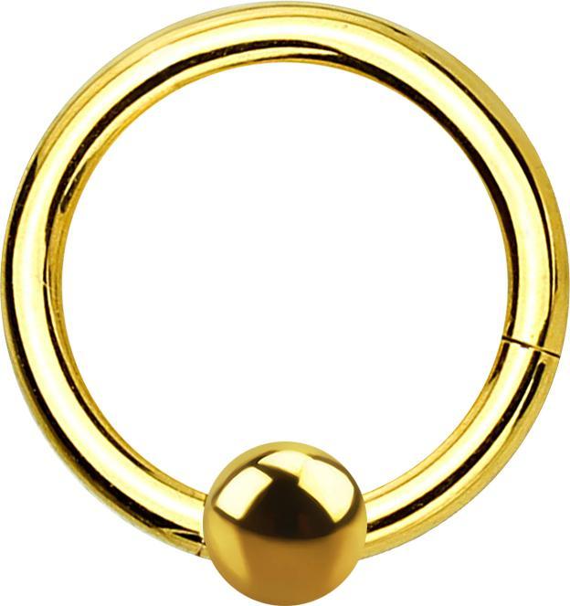 Star Piercing Micro Segmentring klappbar vergoldet mit Kugel (Chirurgenstahl 316L)
