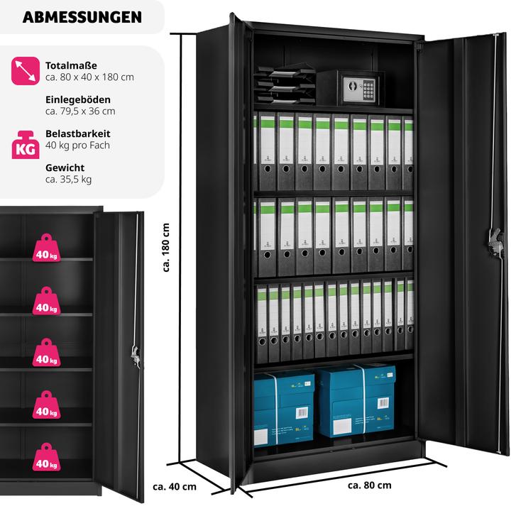 Actual product image tectake Filing cabinet (80 x 40 x 180 cm)