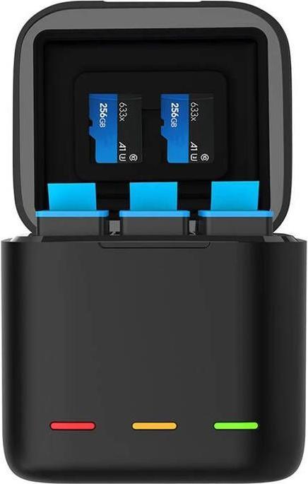 Actual product image Telesin Three-channel box charger + 3 batteries (GoPro Hero 9, GoPro Hero 11, GoPro Hero 10, GoPro Hero 12)