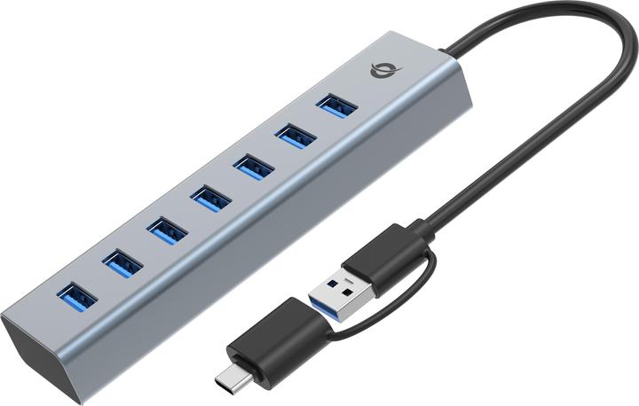 Produktbild Conceptronic USB-Hub 7-Port 3.0 ->7x3.0 5Gbps ink PW.Adapter (USB-A, 7 Ports)