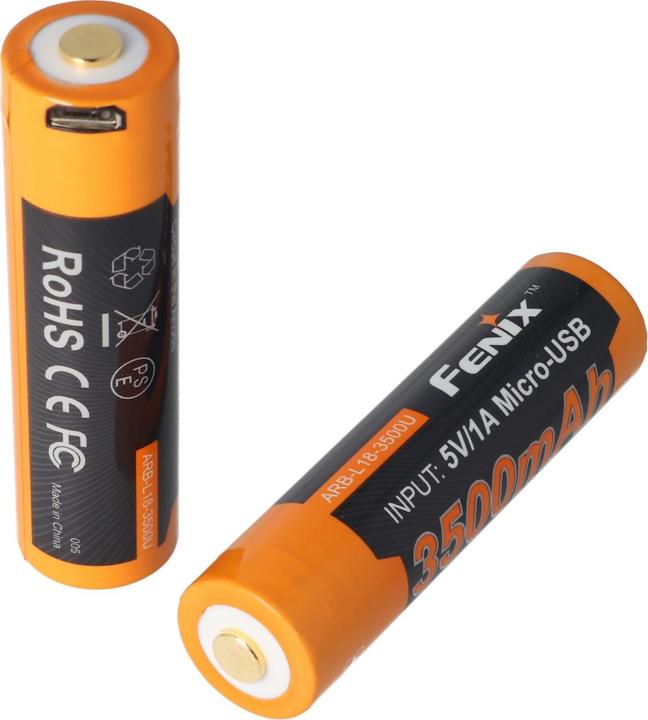 Actual product image Fenix 18650 battery protected with USB charging function, with AccuSafe