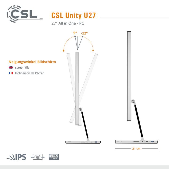 Produktbild CSL All-in-One-PC Unity U27 (Intel Core i5-1235U, 96 GB, 1000 GB, Intel Iris Graphics)