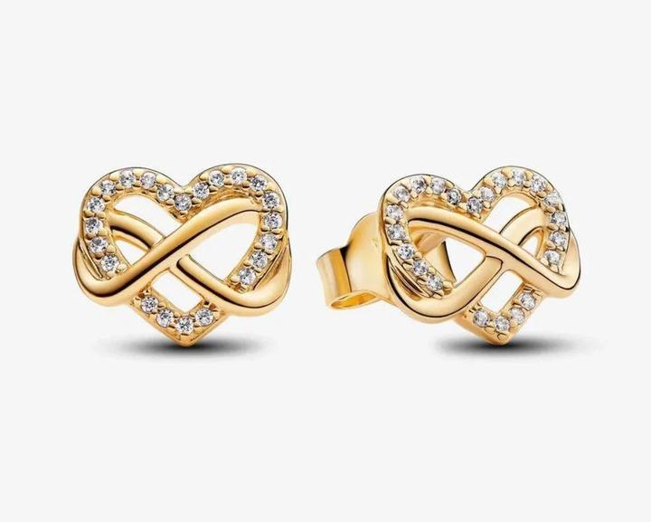 Image du produit Pandora Boucles d'oreilles Infinity en forme de coeur étincelantes (Alliage métallique plaqué or)