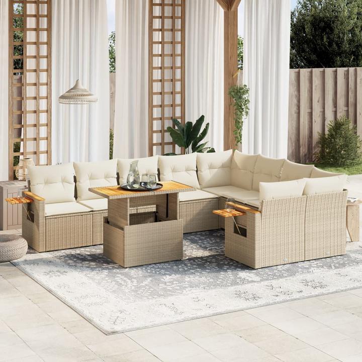 Image du produit VidaXL Meuble de jardin Canapé Salon de jardin Ensemble de jardin 10 pièces Beige
