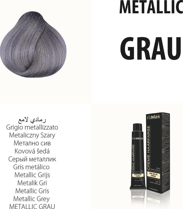 Actual product image FemMas Grey) Hair Color Metallıc 100ml (Grey)