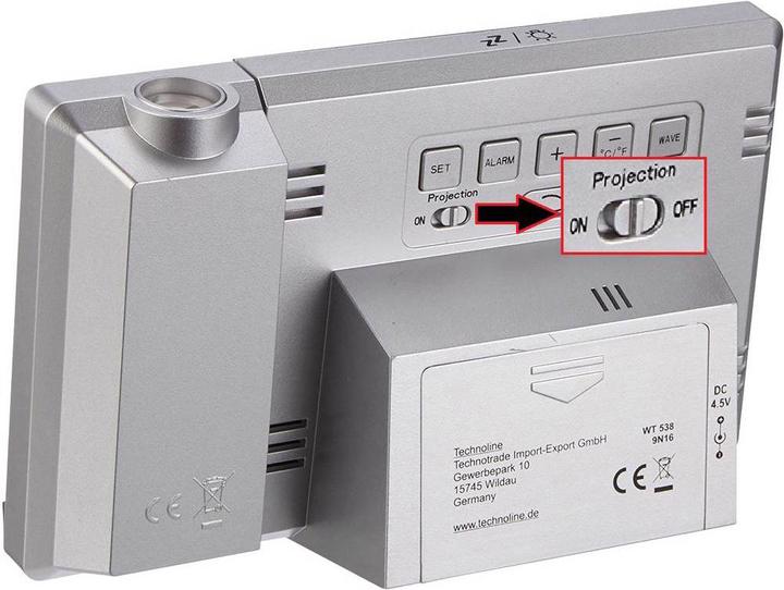 Image du produit Technoline Réveil par projection argent