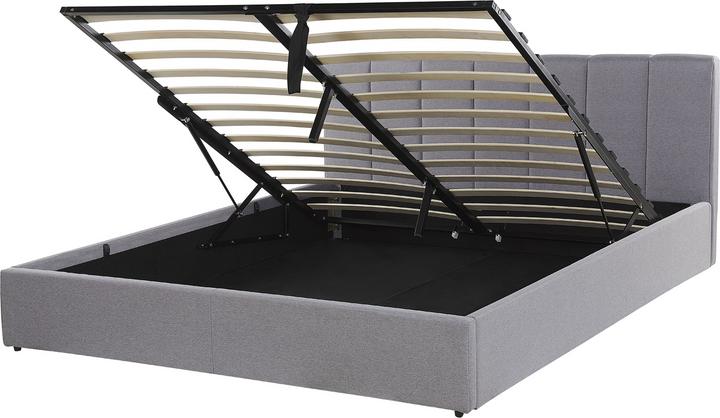 Actual product image Beliani Light grey upholstered bed with folding bed base 160 x 200 cm DREUX (160 x 200 cm)