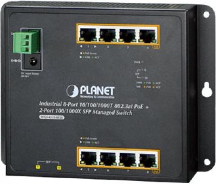 Planet PLANETIndustrial 8-Port Gigabit PoE Wall-mount Switch & 2-Port SFP Uplink gestito -40/+75C gradi (8 Porti)