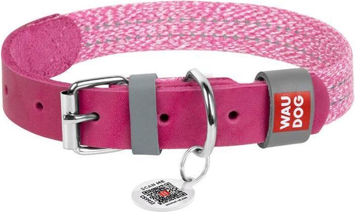 Waudog Classic dog collar with QR codePink, GrM (M, Dog, Dog sport)