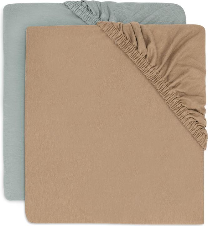 Image du produit Jollein Fix-Leintuch Jersey 2er, 60 x 120 cm, Sea Green/Biscuit (60 x 120 cm)