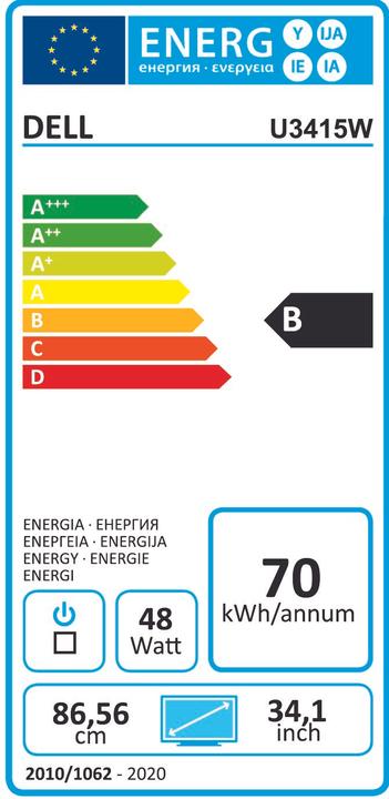 Energy Label Dell U3415w (3440 x 1440 pixels, 34")
