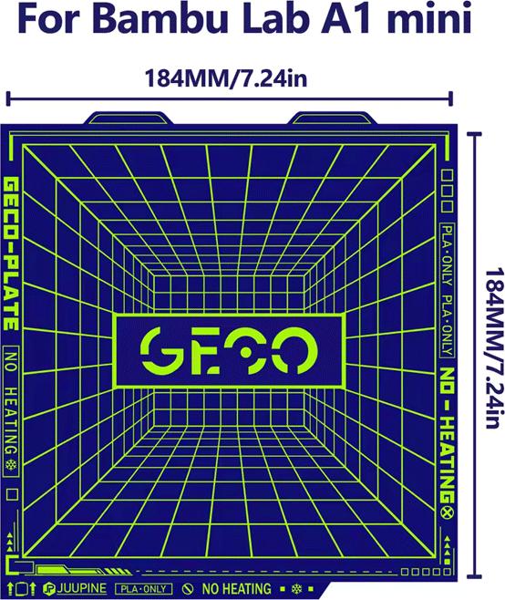 Actual product image 3d-printerstore.ch GECO Buildplate für Bambu Lab A1 Mini (Printing bed)