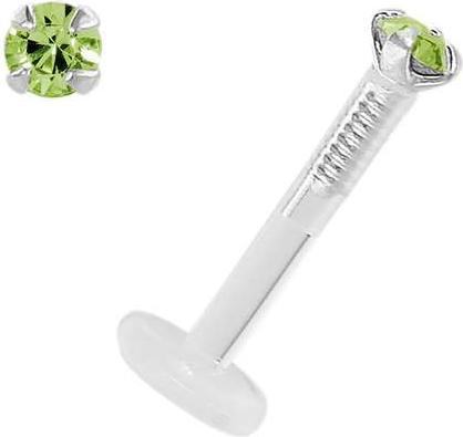 Image du produit Bijouteria Piercing pour lèvre/Tragus (Bioplastique, Argent 925, Cristal Premium)