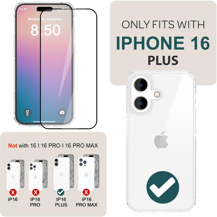 Actual product image Nalia 2x protective glass & 1x template (2 Piece, Apple iPhone 16 Plus)