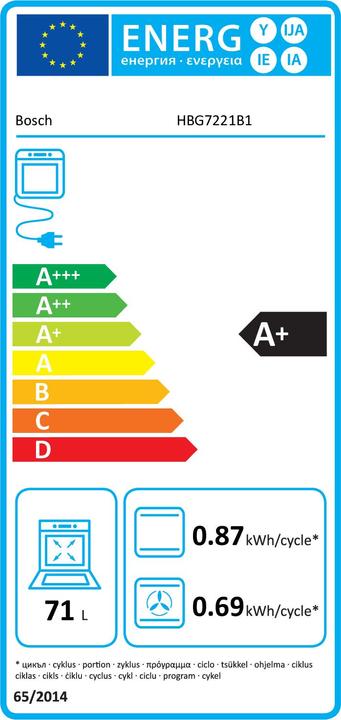 Energie-Label Bosch Hausgeräte Bosch Einbauherd/Backofen HBG7221B1